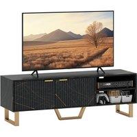 Nordara TV Stand Cabinet with Shelves & Storage Cupboard in Black | Size: 0.6m2
