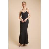 Oasis Women's Lace Godet Crepe Maxi Dress in Black | Size: 12