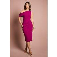 Coast Women's One Shoulder Twist Front Pencil Dress in Berry | Size: 8