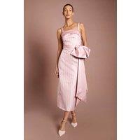 Coast Women's Muse Striped Bow Detail Column Maxi Dress in Pink | Size: 10