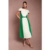 Coast Women's Bardot Colour Block Crepe Midi Dress in Ivory | Size: 8