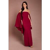 Coast Women's Strapless Maxi Dress With Pleated Chiffon Cape in Burgundy | Size: 10