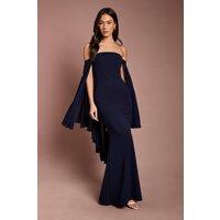 Coast Women's Strapless Maxi Dress With Pleated Chiffon Cape in Navy | Size: 16