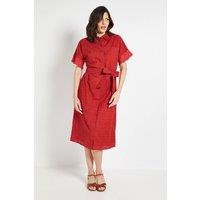 Wallis Women's Summer Broderie Shrit Dress in Red | Size: 18