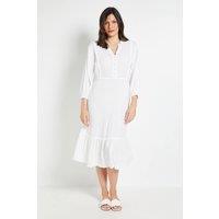 Wallis Women's Summer Cheesecloth Midi Dress in Ivory | Size: 14