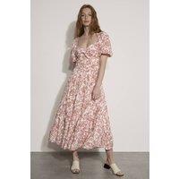 Apricot Women's Floral Print Cotton Broderie Maxi Dress in Pink | Size: 10