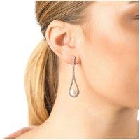 Latelita Women's Cradled Pearl Drop Earrings Silver in White