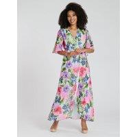 South Beach Women's Printed Short Sleeve Wrap Midi Dress | Size: 8