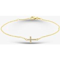 T.H.Baker Women's 9ct Yellow Gold Cubic Zirconia Cross Bracelet 1.29.1702 | Size: Adjustable