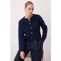 WOVCOR Women's Beard Yarn Soft Knit Cardigan in Navy | Size: Small