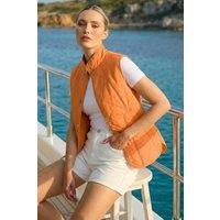 Roman Women's Diamond Quilted Funnel Neck Gilet in Orange | Size: 14