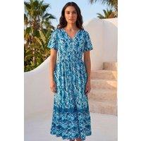Roman Women's Petite Aztec Print Button Midi Dress in Blue | Size: 12
