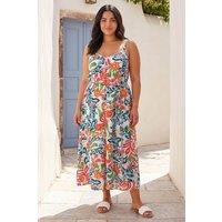Roman Women's Curve Print Plait Belt Strappy Midi Dress in Blue | Size: 16
