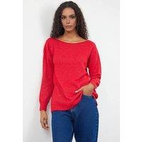 WOVCOR Women's Boat Neck Basic Knit Sweater in Red | Size: Medium