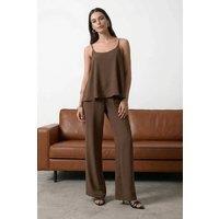 WOVCOR Women's 2-Piece Sleeveless Blouse & Wide-Leg Pants Set in Brown | Size: 8