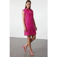 WOVCOR Women's Collared Button Front Mini Dress in Fuchsia | Size: 14