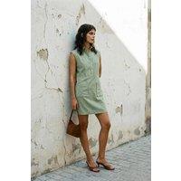 WOVCOR Women's Collared Button Front Mini Dress in Light Green | Size: 8
