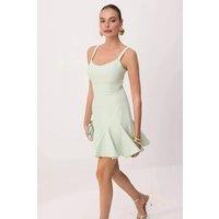 WOVCOR Women's Square Neck Fit Mini Dress in Pale Green | Size: 12