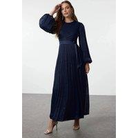 WOVCOR Women's Long Sleeve Draped Waist Maxi Dress in Navy | Size: 14