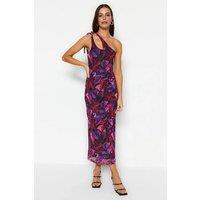 WOVCOR Women's Floral One Shoulder Midi Dress with Strap Detail | Size: XS