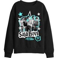 Netflix Kpop Demon Hunters Saja Boys Scrapbook Stars Kids Sweatshirt, Black | Size: 9-11 Years