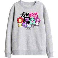 Netflix Kpop Demon Hunters Saja Boys Lion Mascots Kids Sweat, Athletic Heather in Light Grey | Size: 12-13 Years