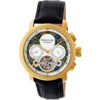 Heritor Automatic Aura Men's Semi-Skeleton Leather-Band Watch in White