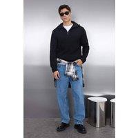 WOVCOR Men's Men's Half Zip Funnel Neck Knit Sweater in Black | Size: 2XL