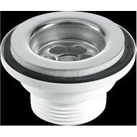 McAlpine BSW2PC 60mm Stainless Steel Flange Centre Pin Basin Waste with Blac in Black
