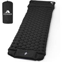 Voyager Sleeping Pad - Ergonomic Design Easy Inflation/Deflation in True Black | Size: Single