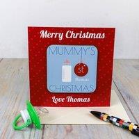 Uniqueful Personalised Mummys 1st Christmas Coaster Card for Mum in Red