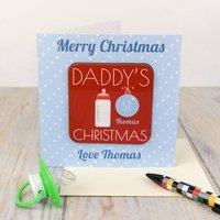 Uniqueful Personalised Daddys 1st Christmas Coaster Card for Dad
