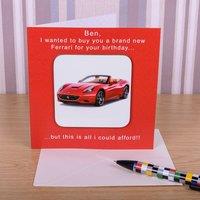 Uniqueful Personalised Ferrari Coaster Card Birthday Gift for Friend in Red