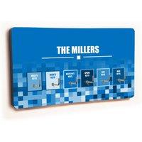 Uniqueful Personalised Novelty Blue Squares 6 Hook Key Holder New Home | Size: 100 cm