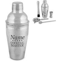Uniqueful Personalised Cocktail Master Design Engraved Cocktail Shaker Set in Silver | Size: 500ml