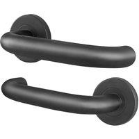 AFIT Matt Black SS Return to Door Fire Rated Lever on Rose 1 Pair | Size: 150mm x 150mm
