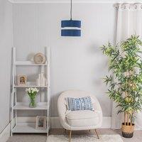 ValueLights Sophia Pair of Two Small 26cm Drum Easy Fit Ceiling Light Lamp Shades in Navy | Size: 10 inches