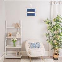 ValueLights Sophia Pair of Two Small 26cm Easy Fit Ceiling Lamp Shades with Bulbs in Navy | Size: 10 inches