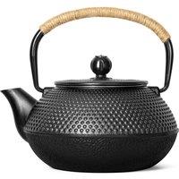 VonShef 800ml 4 Cup Cat Iron Teapot with Infuser in Black
