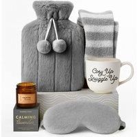 volila Easter Gift Set with 500ml Hot Water Bottle, Fluffy Socks, Lavender Candle & Eye Mask in Grey