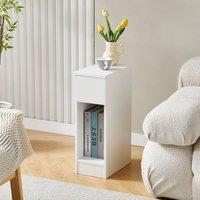 MCC Direct Solid Wooden Bedside Table with Open Shelf & Drawer White Ava by MCC