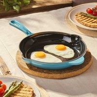 Cooks Professional 26cm Cast Iron Frying Pan with Enamel Interior in Teal