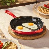 Cooks Professional 26cm Cast Iron Frying Pan with Enamel Interior in Red