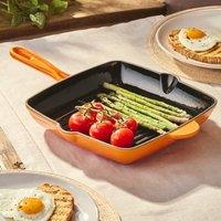 Cooks Professional 26cm Square Cast Iron Skillet Pan with Enamel Interior in Orange