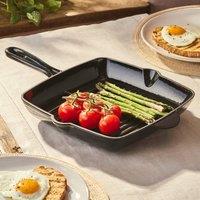 Cooks Professional 26cm Square Cast Iron Skillet Pan with Enamel Interior in Black