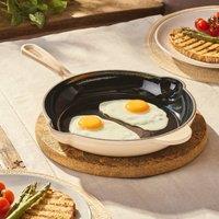 Cooks Professional 26cm Cast Iron Frying Pan with Enamel Interior in Ivory