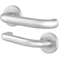 AFIT Satin Stainless Steel Return to Door Fire Rated Lever on Rose 1 Pair in Silver | Size: 150mm x 150mm