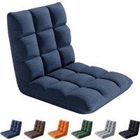 MCC Direct Folding FloorChair 14 Position Padded Adjustable Lounge Recliner Chair in Blue