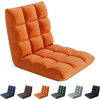 MCC Direct Folding FloorChair 14 Position Padded Adjustable Lounge Recliner Chair in Orange