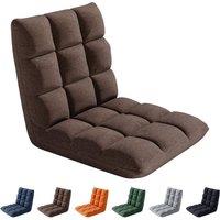 MCC Direct Folding FloorChair 14 Position Padded Adjustable Lounge Recliner Chair in Brown